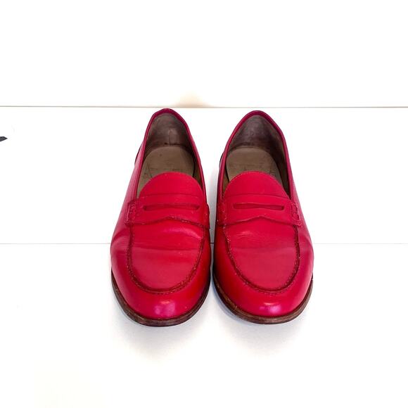 J Crew Ryan Womens Penny Loafers Size 11 Red Leather Preppy Academia School Girl - Picture 2 of 9